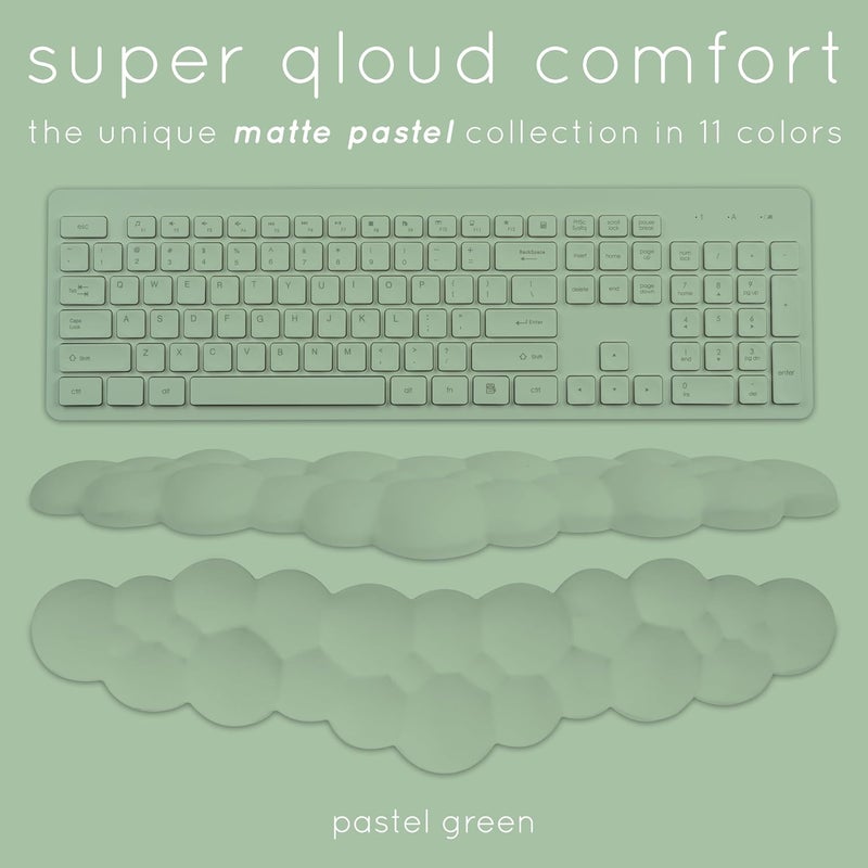 Create-ables Qloud Cloud Wrist Rest Keyboard Wrist Rest for Computer Keyboard Pad, Cloud Keyboard Wrist Rest, Wrist Pad for Keyboard, Memory Foam, Non Slip Base, Comes with Mouse Pad - Pastel Green - Image 2